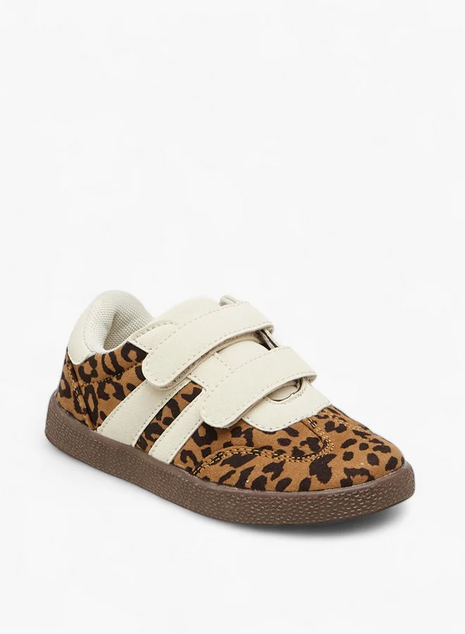 Flora Bella By Shoexpress Animal Print Sneakers with Hook and Loop Closure