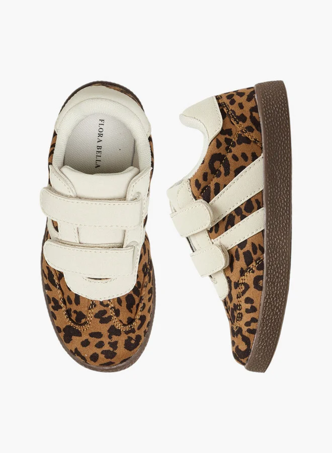 Flora Bella By Shoexpress Animal Print Sneakers with Hook and Loop Closure