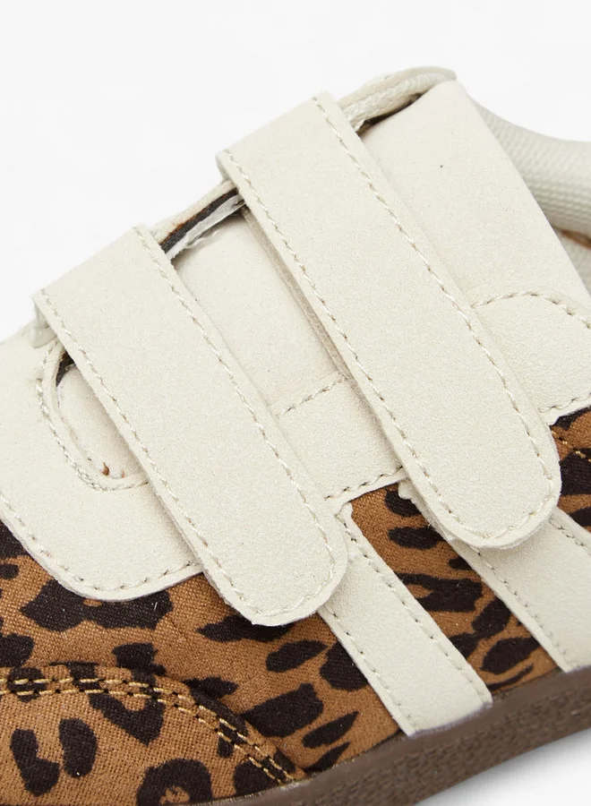 Flora Bella By Shoexpress Animal Print Sneakers with Hook and Loop Closure