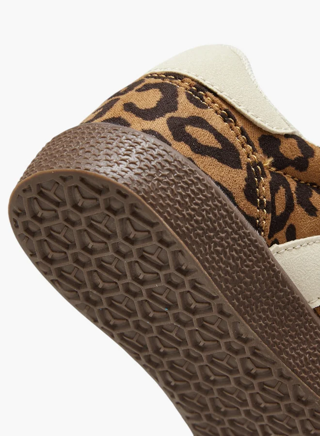 Flora Bella By Shoexpress Animal Print Sneakers with Hook and Loop Closure