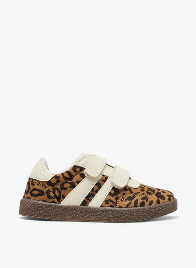 Animal Print Sneakers with Hook and Loop Closure