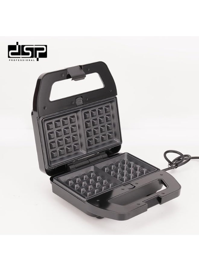 dsp waffle maker machine 4 in 1, 800W Multi-Plate Cooker with Non-Stick Coating, Overheat Protection & Safety Lock – Includes Waffle, Nuts, Donut, and Shells Plates, KC1237 - Image 3