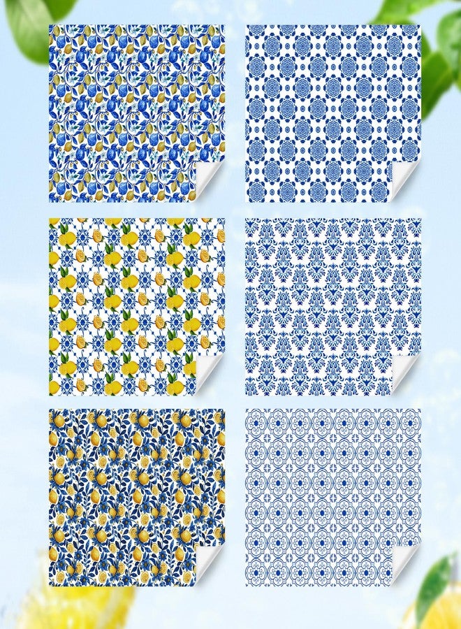 Boerni Yellow Lemon and Blue White Floral Citrus Wrapping Paper, 6 Foled Flat Sheets in 6 Designs 23 sq. ft. ttl. ,Moroccan Blue Tiles Gift Wrap for Women Girls Wedding Spring Summer Birthday Thanksgiving Party Baby Shower Packaging DIY Art Craft - Image 3