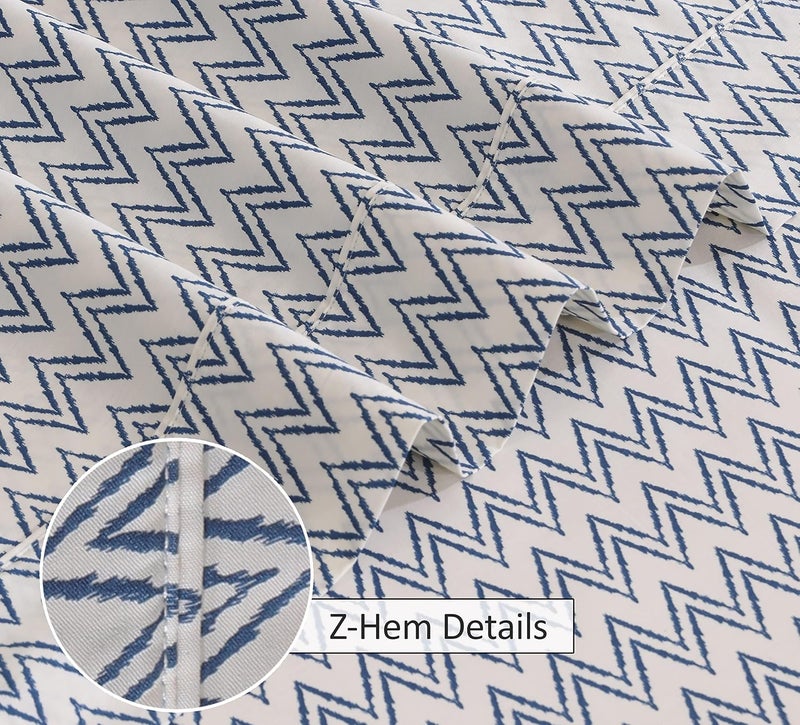 RUVANTI 100% Cotton Sheets - Crispy Cooling Percale Sheets for Twin Size Bed, Breathable & Durable Twin Sheet Set, 16 Inches Deep Pocket Sheets, Chevron, 3 Pieces - Image 4