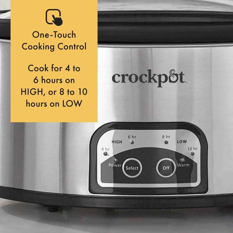 Crock-Pot 6 Quart Programmable Slow Cooker with Timer and Auto Food Warmer Setting, Stainless Steel - Image 4