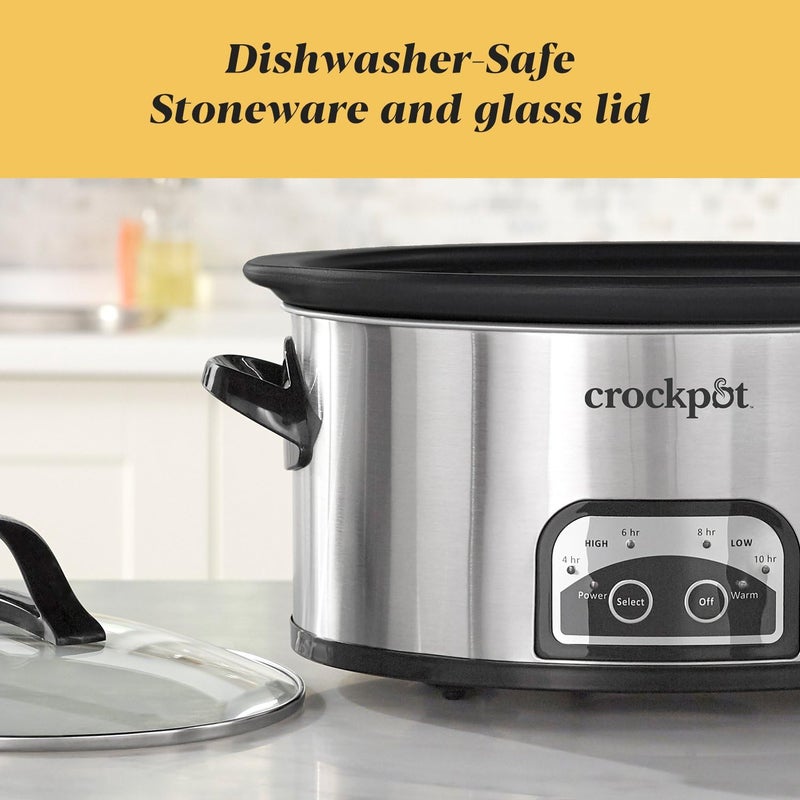 Crock-Pot 6 Quart Programmable Slow Cooker with Timer and Auto Food Warmer Setting, Stainless Steel - Image 5
