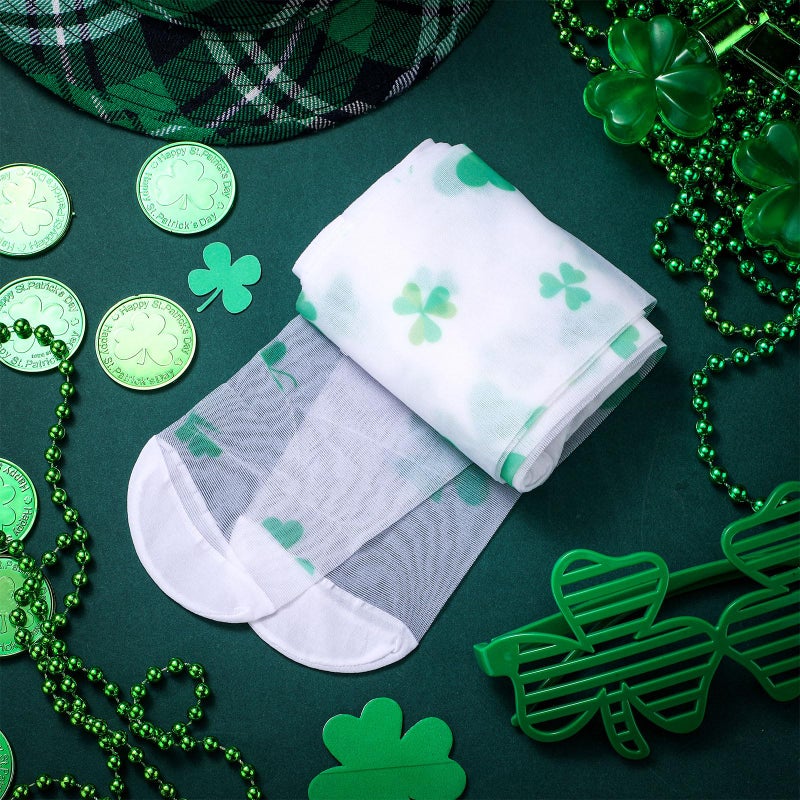 Vinsatin 2 Pairs St. Patrick Day Tights for Women Sheer Stocking Chic Green Shamrock Tights Irish Costume for St. Patrick Day Costume Party Decorations - Image 5