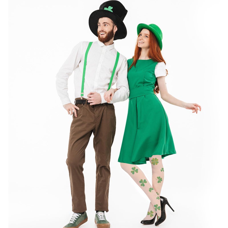 Vinsatin 2 Pairs St. Patrick Day Tights for Women Sheer Stocking Chic Green Shamrock Tights Irish Costume for St. Patrick Day Costume Party Decorations - Image 3