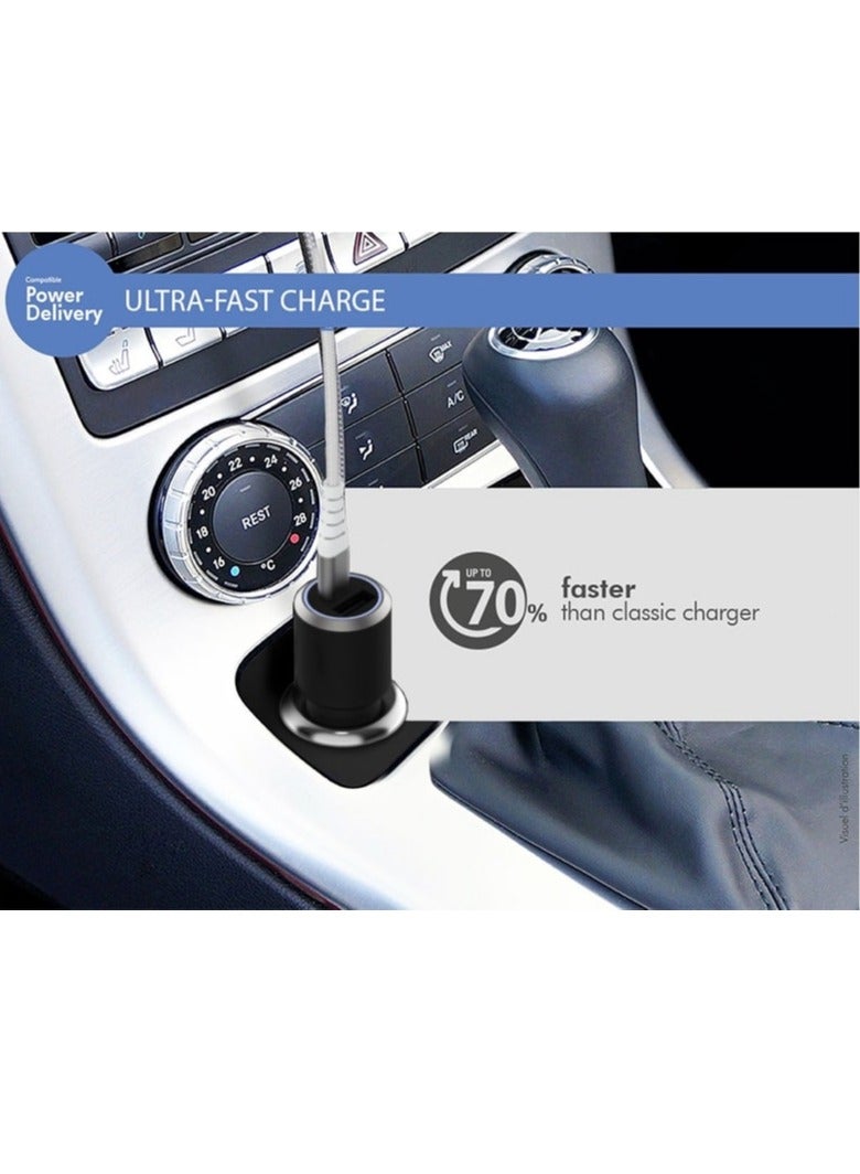 Force Power Lite Car Charger 25W USB C PD  Power Delivery Black - Image 3