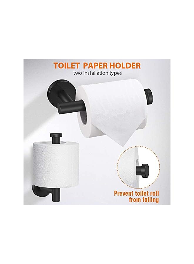 promass 6 PCS Bathroom Hardware Set, promass Stainless Steel Round Wall Mounted - Includes 16" Hand Towel Bar, Towel Ring,Toilet Paper Holder, 3 Robe Towel Hooks,Bathroom Accessories Kit(Matte Black) - Image 3