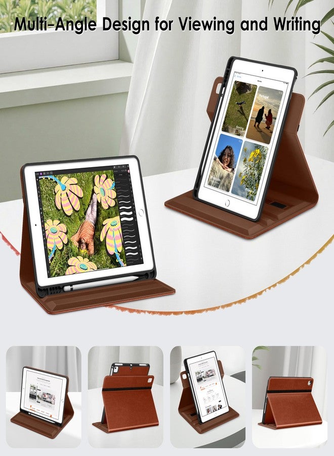 DTTO for iPad 6th / 5th Generation 9.7 Inch (2018/2017), iPad Air 2 / Air 1 Case, 360 Degree Rotating Premium Leather Folio Stand Cover with Pencil Holder, Brown - Image 2
