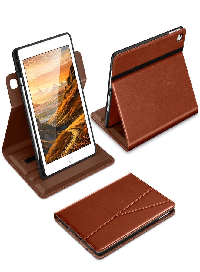 DTTO for iPad 6th / 5th Generation 9.7 Inch (2018/2017), iPad Air 2 / Air 1 Case, 360 Degree Rotating Premium Leather Folio Stand Cover with Pencil Holder, Brown - Image 1