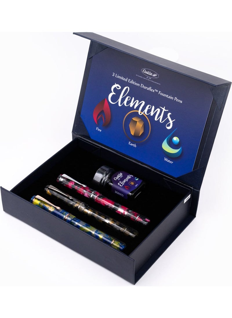 Duraflex Elements Limited Edition 3-Piece Flex Nib Fountain Pen Set
