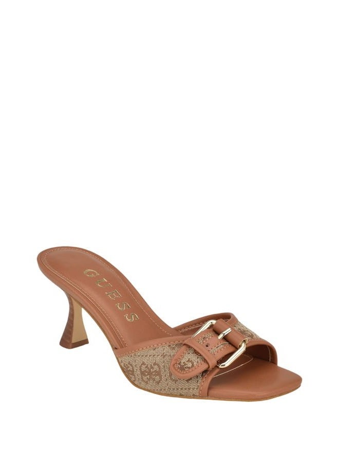 Guess Women's DISTA Heeled Sandal, Beige/Brown 210, 8 - Image 1