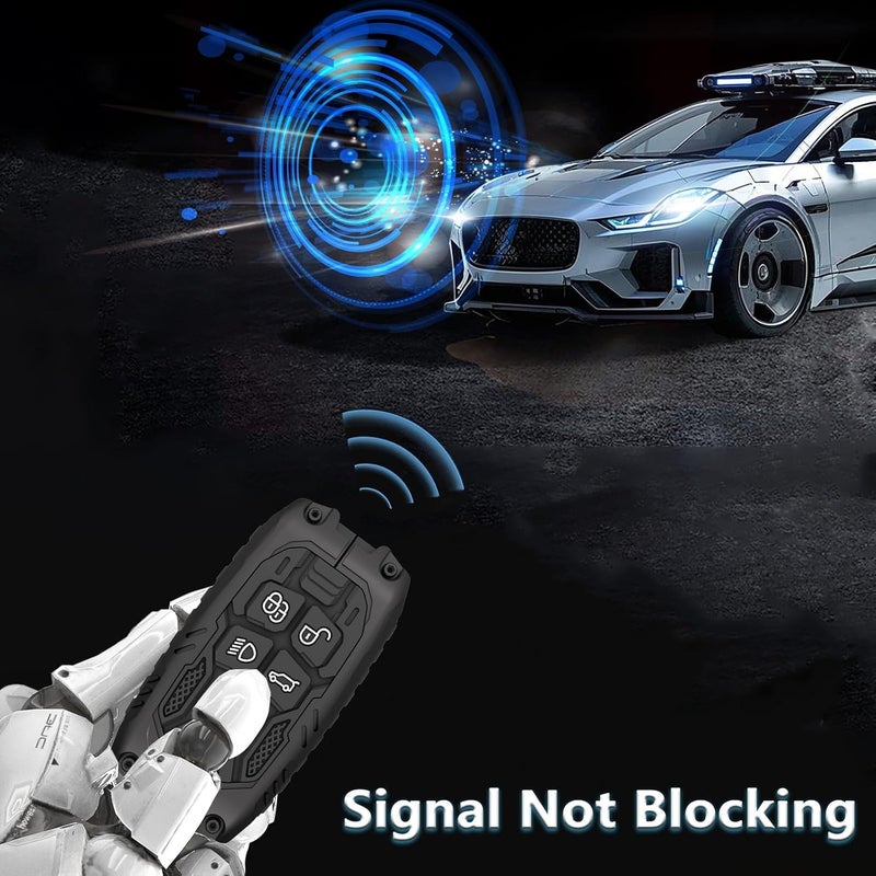 كاست ويف غطاء مفتاح من سبائك الزنك لسيارات لاند روفر فيلار، إيفوك، سبورت، ديسكفري 5 وجاكوار - حافظة مفاتيح واقية كاملة، غطاء مفتاح سيارة مقاوم للصدمات، إكسسوارات سلسلة مفاتيح مقاومة للخدوش (أسود) - Image 5