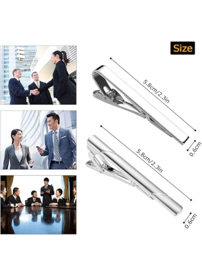 KISSUN 7 Pack Tie Clip Set Mens Tie Bar | Formal Business Necktie Bar Pinch Tie Clip in Gold/Silvery/Black/Navy | Best Gifts for Father, Lover, Friends and Husband - Image 2
