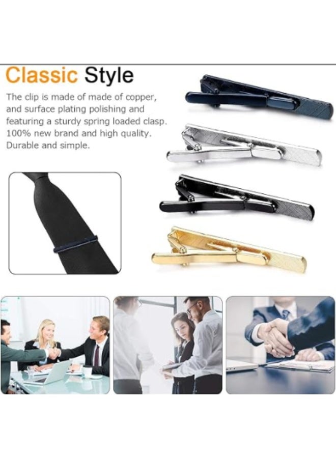 KISSUN 7 Pack Tie Clip Set Mens Tie Bar | Formal Business Necktie Bar Pinch Tie Clip in Gold/Silvery/Black/Navy | Best Gifts for Father, Lover, Friends and Husband - Image 4