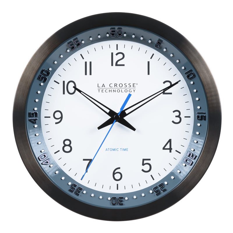 La Crosse Technology La Crosse Technology 40454667INT 10Inch Atomic Chapter Ring Stainless Steel Analog Clock 