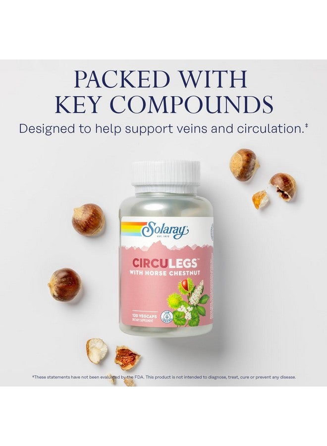 SOLARAY CircuLegs with Horse Chestnut Extract, Gotu Kola, Butcher's Broom, and More, Circulation and Vein Support for Healthy Legs, 60-Day Guarantee, Lab Verified (60 Serv, 120 VegCaps) - Image 4