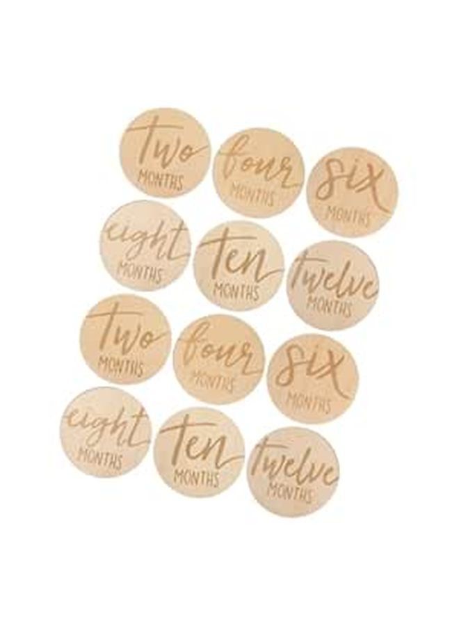 Wooden Double Sided Monthly Markers 12pcs for Newborn Growth Photo Props - Image 1