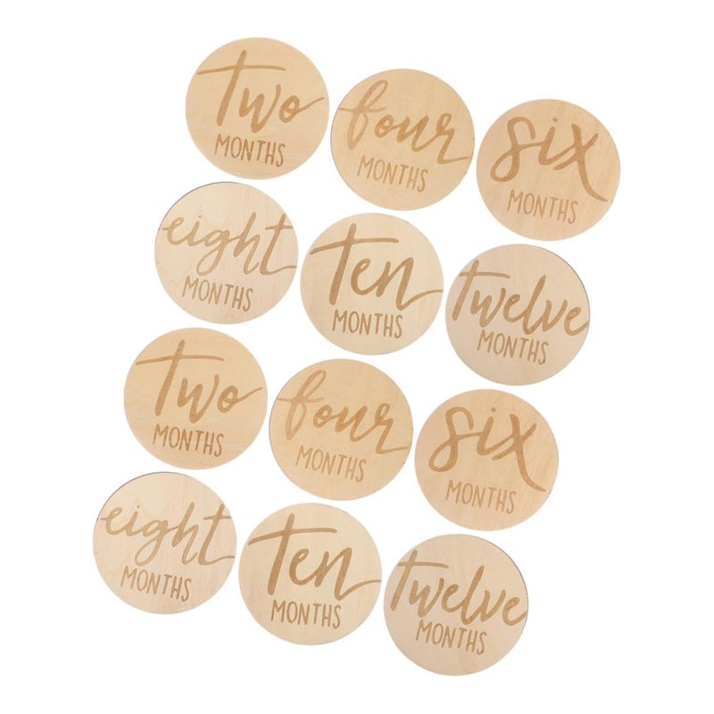 Wooden Double Sided Monthly Markers 12pcs for Newborn Growth Photo Props - Image 2