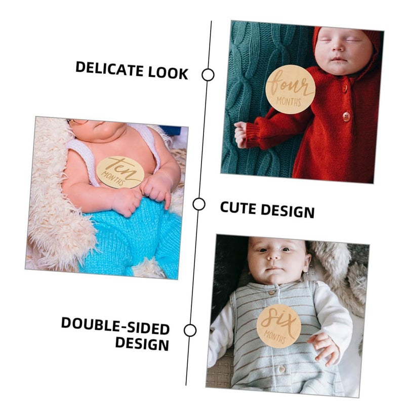 Wooden Double Sided Monthly Markers 12pcs for Newborn Growth Photo Props - Image 4