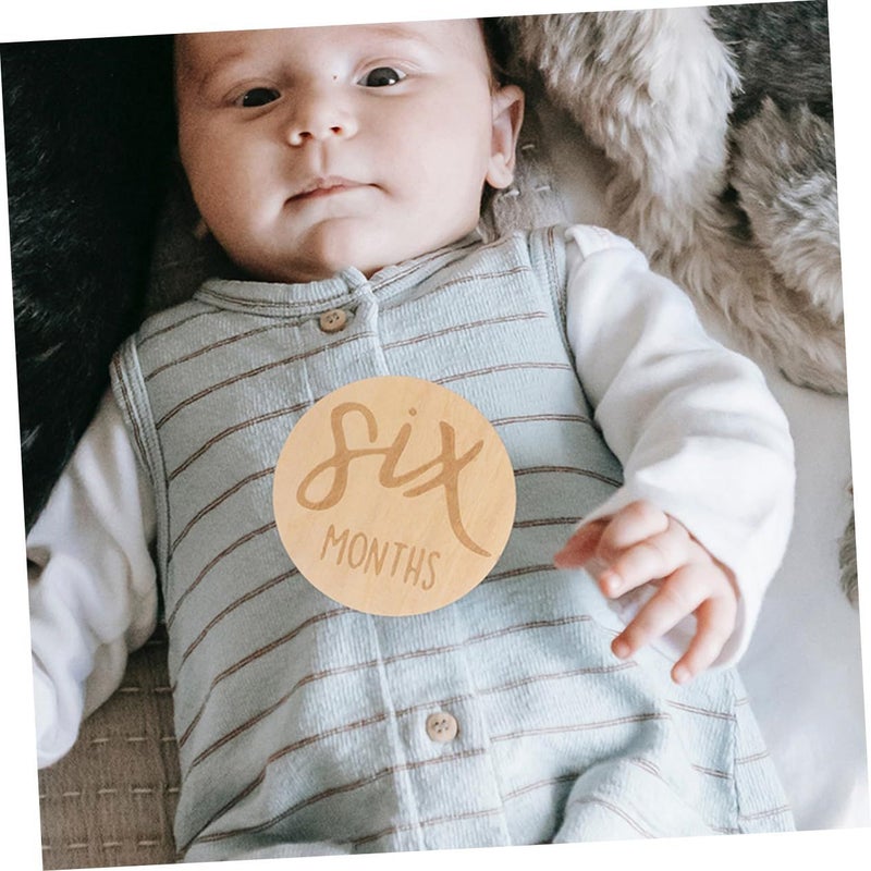 Wooden Double Sided Monthly Markers 12pcs for Newborn Growth Photo Props - Image 5
