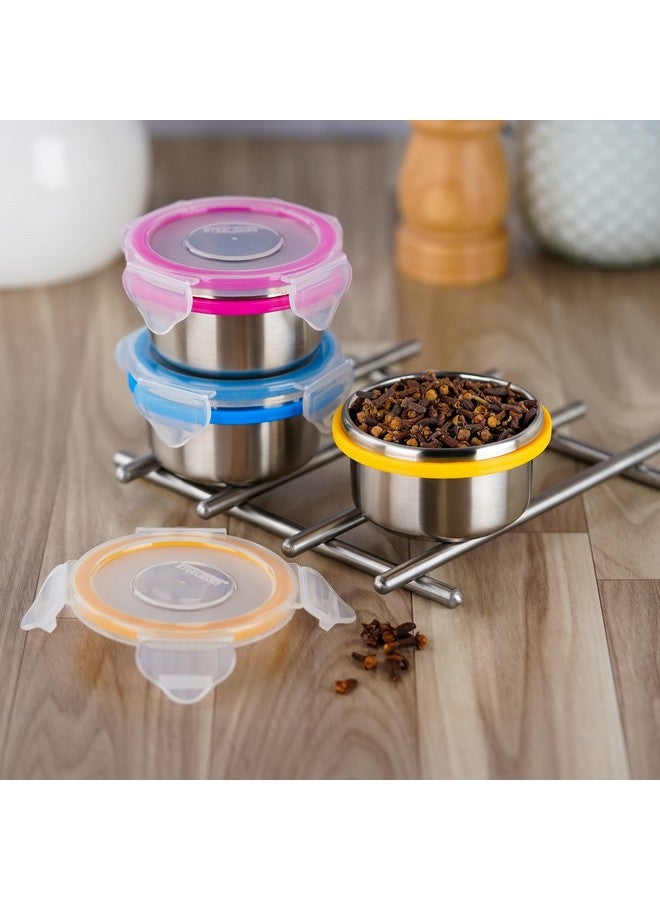 STEELLOCK Stainless Steel Container/Dabba with 4 Side Clip Lock see through Lid for Office & School Use/Food Grade/Air Tight/Easy to Carry/Leak Proof (SL-1101-5pcs X 150 ml, Blue) - Image 2
