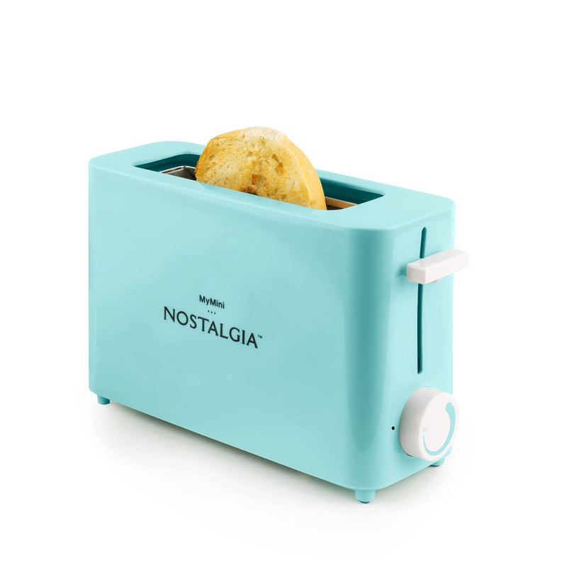 Nostalgia Nostalgia MyMini Single Slice Toaster Extra Wide Slot Adjustable Temperature Removable Crumb Tray Aqua 