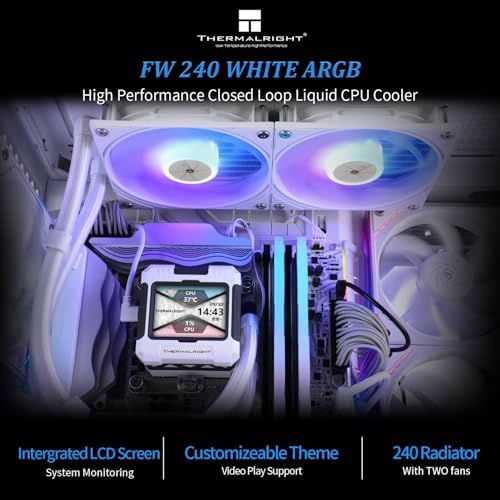 Thermalright FW240 White ARGB CPU Water Cooler with 2 PWM Fans with 2000RPMIPS LCD Screen with 320 240 ResolutionLiquid CPU CoolerCPU PC Aio Cooler for AMDAM4AM5Intel LGA1700 - Image 3