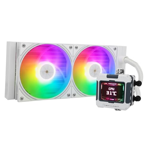 Thermalright FW240 White ARGB CPU Water Cooler with 2 PWM Fans with 2000RPMIPS LCD Screen with 320 240 ResolutionLiquid CPU CoolerCPU PC Aio Cooler for AMDAM4AM5Intel LGA1700 - Image 1