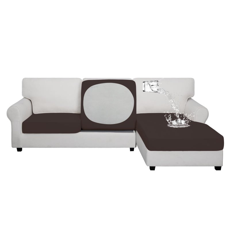 إيزي-جوينج سهلة سهلة ماء 100 ٪ مقاومة للماء 3 قطع أغطية أغطية الأريكة للأريكة المقطعية اليسرى/اليمين L صالة صالة أريكة مقعد مقعد مضاد للانزلاق (مقاعدان + 1 شوكولاتة كرسي - Image 1