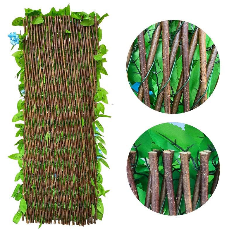 GLANT Expandable Fence Privacy Screen for Balcony Patio Outdoor,Decorative Faux Ivy Fencing Panel,Artificial Hedges (Single Sided Leaves) (1, Blue Flowers) - Image 4