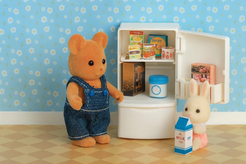 OLEOCA Family Dollhouse Refrigerator Set â€” Mini Fridge with Opening Doors, Interior Shelves, Milk Carton, Yogurt Tub, Ice Cream Cups & Topping Jars â€” Dollhouse Furniture & Accessories for Ages 3+ - Image 4