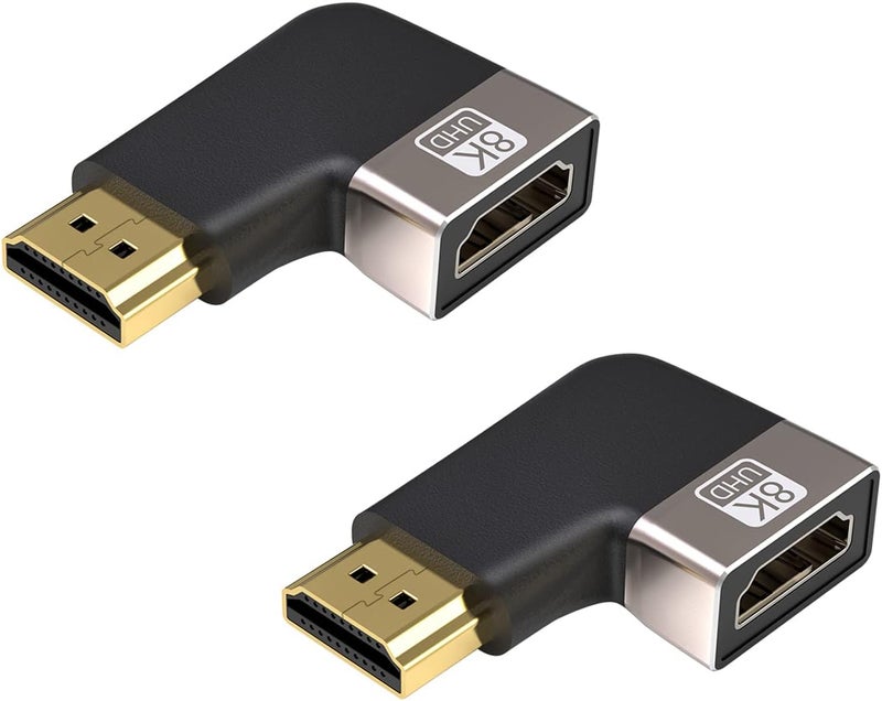 محول تمديد HDMI 8K، إصدار HDMI 2.1 48 جيجابت في الثانية بزاوية 90 درجة يسار ذكر إلى أنثى، يدعم 8K @ 60Hz / 4K @ 120Hz، قطعتان - Image 1