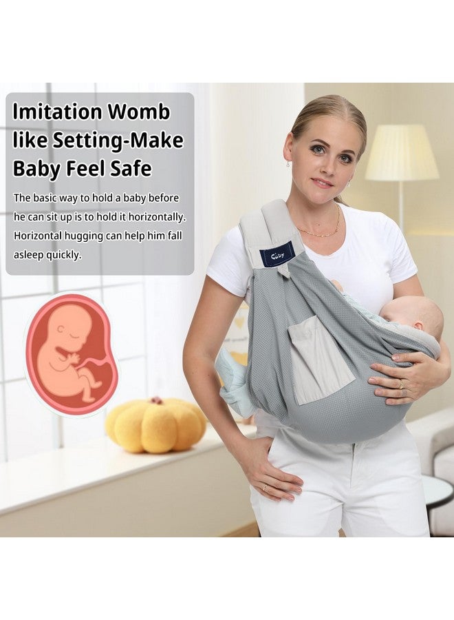 CUBY Mesh Baby Sling Carrier, Breathable Lightweight Baby Wraps Sling with Adjustable Strap- Easy to Wearing Soft Front Facing Baby Slings for Newborn Infant Toddler Carry Up to 40lbs(Gray Mesh) - Image 4