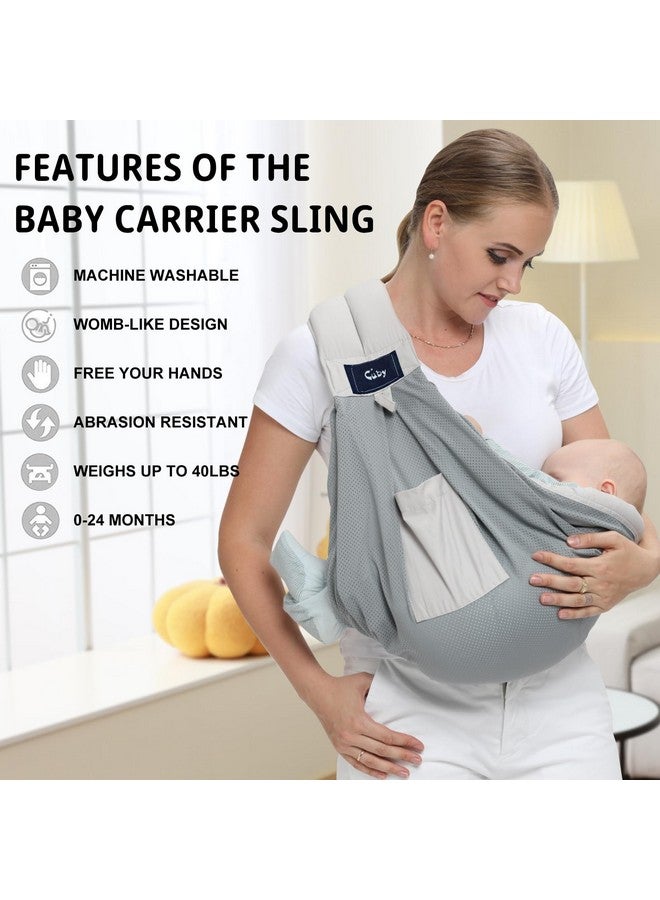 CUBY Mesh Baby Sling Carrier, Breathable Lightweight Baby Wraps Sling with Adjustable Strap- Easy to Wearing Soft Front Facing Baby Slings for Newborn Infant Toddler Carry Up to 40lbs(Gray Mesh) - Image 2