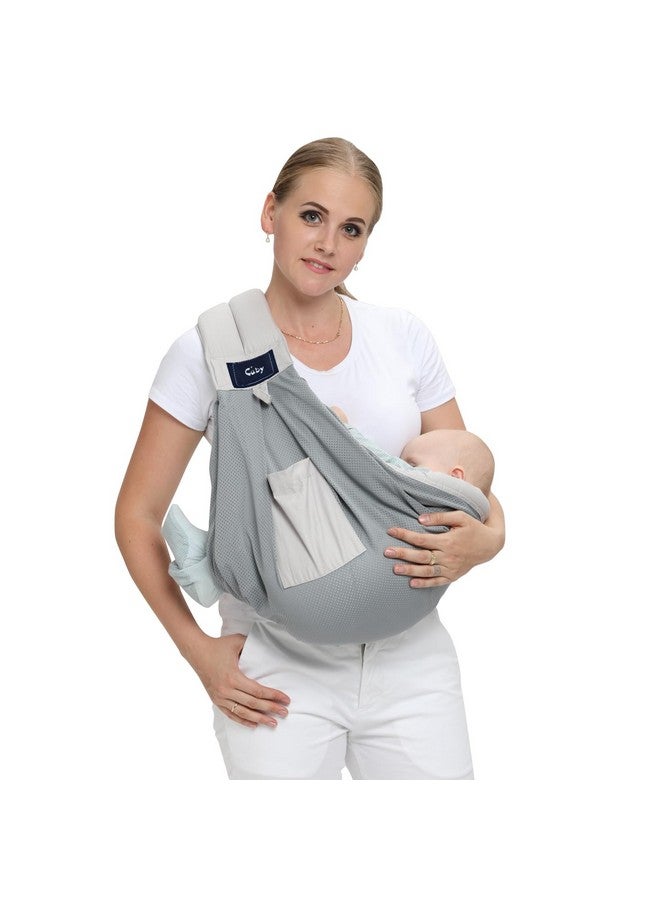 CUBY Mesh Baby Sling Carrier, Breathable Lightweight Baby Wraps Sling with Adjustable Strap- Easy to Wearing Soft Front Facing Baby Slings for Newborn Infant Toddler Carry Up to 40lbs(Gray Mesh) - Image 1