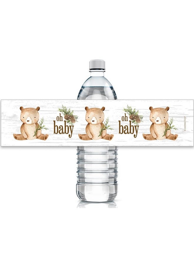 دسكتيكتفز ملصقات زجاجات مياه استحمام للأطفال من Woodland Bear، أغلفة مقاومة للماء على شكل دب بني، 24 ملصقًا  - Image 1
