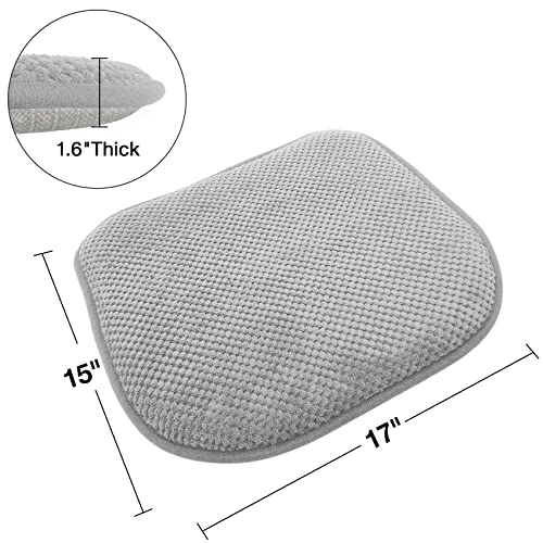 PAGGED Silver Grey Foam Seat Cushions Kitchen Chairs Pads for Dining Chairs Non Slip Office Seat Cushions Washable U Shaped Soft Thick Large Metal Wooden Chair Cushions,17" x 15" - Image 2