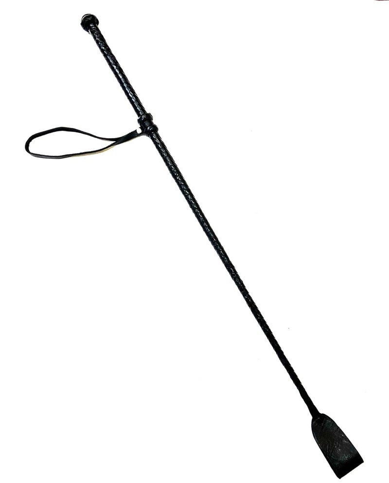 PETS TRIANGLE 25” Genuine Leather Braided Stick for Dog Walking and Dog Training (Black)… - Image 1