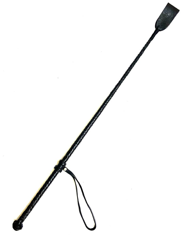 PETS TRIANGLE 25” Genuine Leather Braided Stick for Dog Walking and Dog Training (Black)… - Image 2