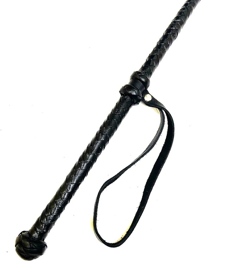 PETS TRIANGLE 25” Genuine Leather Braided Stick for Dog Walking and Dog Training (Black)… - Image 5