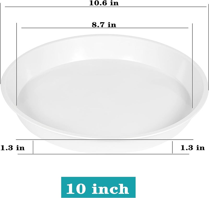 Tim Tim Agro Plant Saucer 10 Inch, 6 Pack of 10 inch Plant Saucer Round, Plastic Flower Plant Trays for Pots, Plant Saucers for Indoors 9", Plant Pot Saucers (White) - Image 2