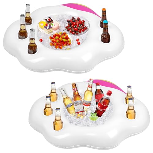 Hemoton 2 PCS Inflatable Serving Bar Buffet, Drink Bottle Holder Floating Beverage Salad Fruit Serving Bar for Indoor Outdoor Summer Beach Luau Party, Picnic, BBQ, Camping, Water Fun Decorations - Image 1