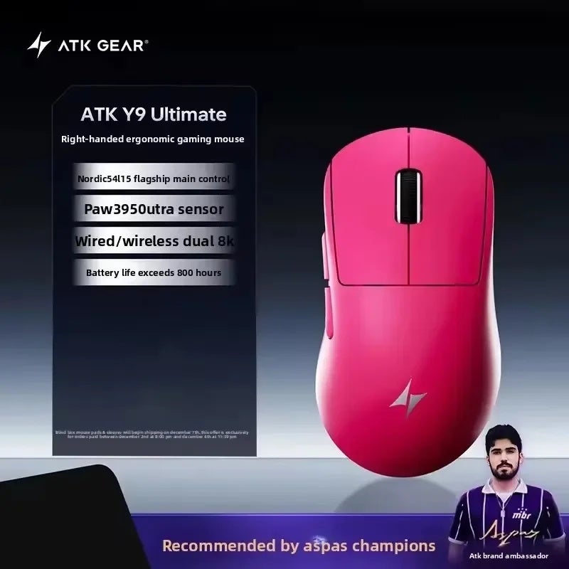 ATK Y9 Ultimate Tri-Mode Wireless Gaming Mouse, PAW3950 Ultra, Dual 8KHz, Lightweight, Right-Hand Ergonomic, for PC - Image 2