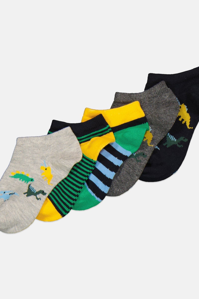 RBX Kids Boy 5 Pairs Allover Print Ankle Socks, Multicolor  - Image 1