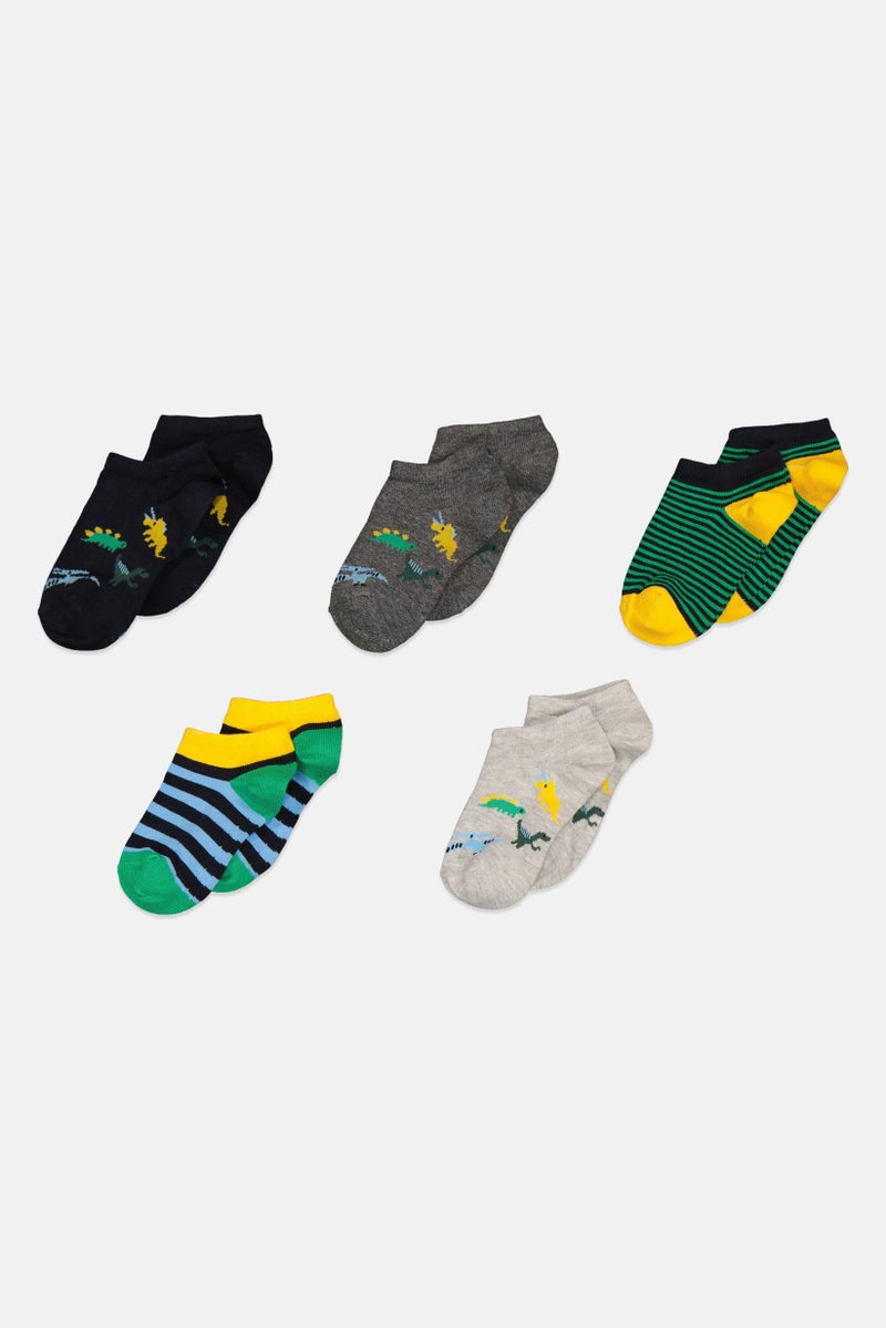 RBX Kids Boy 5 Pairs Allover Print Ankle Socks, Multicolor  - Image 2