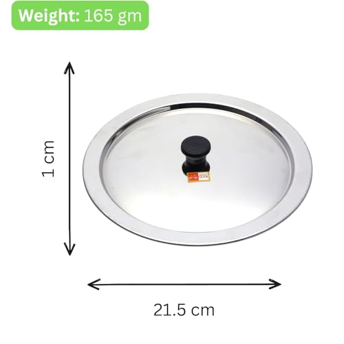 KCL Stainless Steel Ciba Tope Lids/Tope Cover/Handi Cover/Kadai Cover/Saucepan Cover with Nob - 1 Unit - Diameter - 18.5cm - Image 3