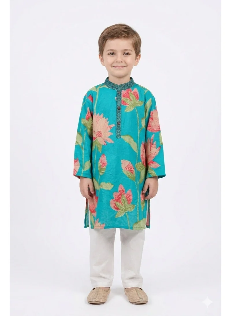 Saka Designs Boys Floral Printed Kurta and Pyjama Set